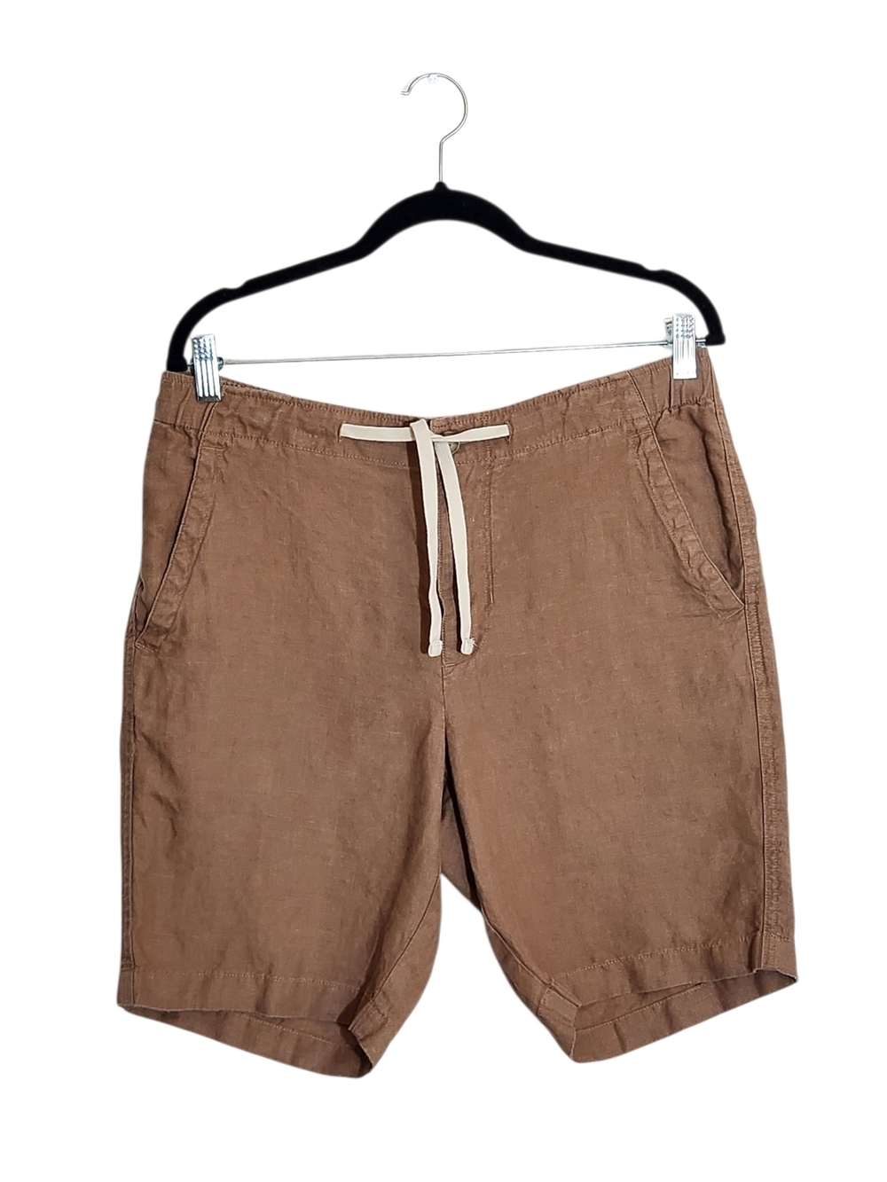 Vince Mens Brown Textured Hemp Shorts with Drawstring Size Small